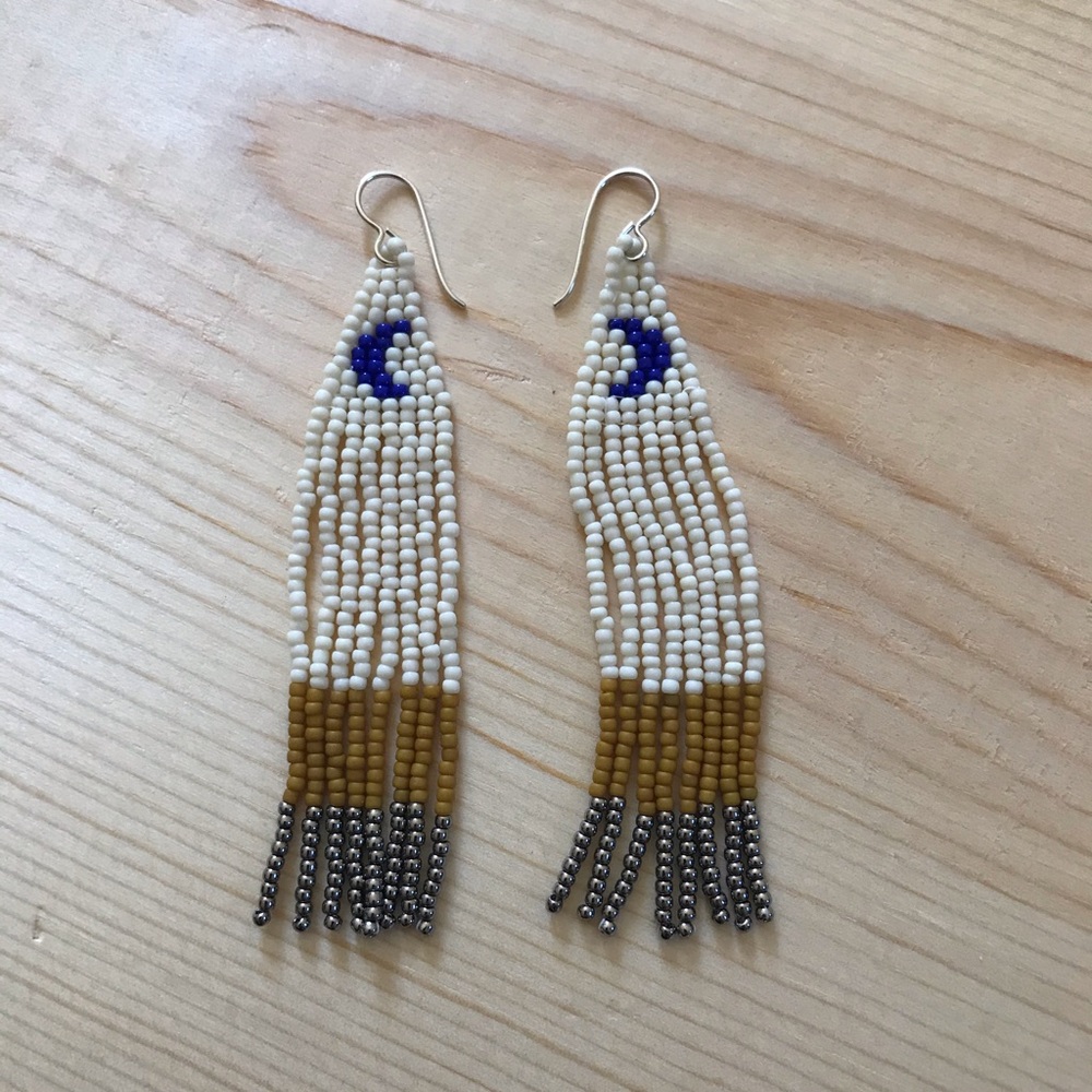 Handmade Beaded Moon Earrings